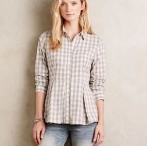 Anthropologie 11.1 Tylho Gyngham Button Down Top